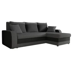 Divano angolare letto reversibile 238x147cm 3 posti grigio scuro nero Flow
