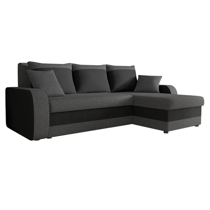 Divano angolare letto reversibile 238x147cm 3 posti grigio scuro nero Flow