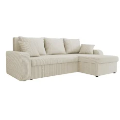 Divano angolare letto reversibile 238x147cm 3 posti velluto a coste beige Flow