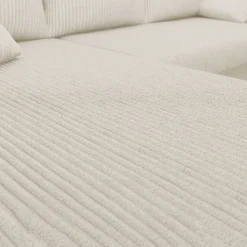 Divano angolare letto reversibile 238x147cm 3 posti velluto a coste beige Flow