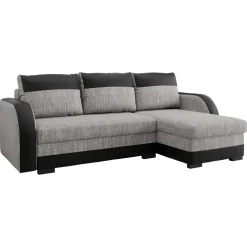 Divano angolare letto reversibile 230x140cm 3 posti grigio chiaro nero Metz