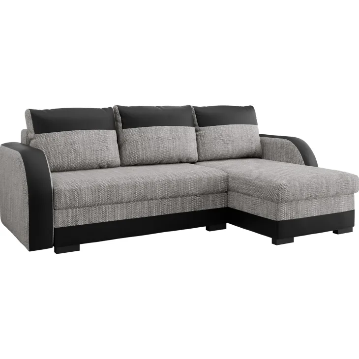 Divano angolare letto reversibile 230x140cm 3 posti grigio chiaro nero Metz