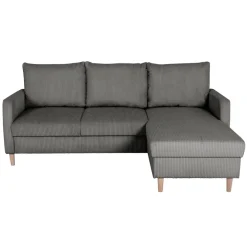Divano angolare reversibile 198x142cm tessuto a coste grigio Chicca