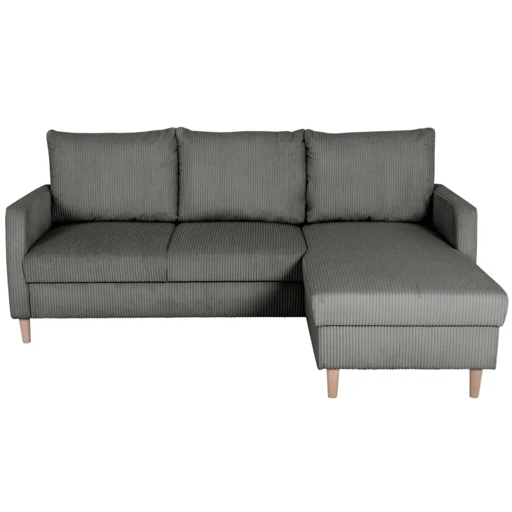 Divano angolare reversibile 198x142cm tessuto a coste grigio Chicca