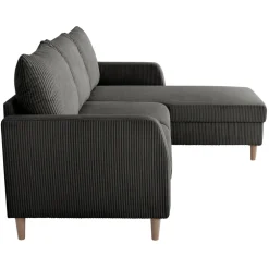 Divano angolare reversibile 198x142cm tessuto a coste grigio Chicca