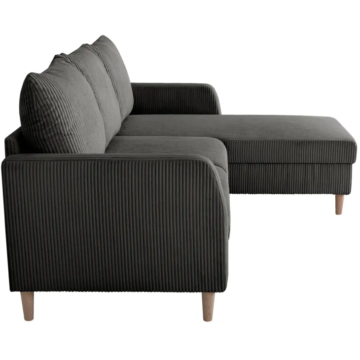 Divano angolare reversibile 198x142cm tessuto a coste grigio Chicca