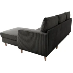 Divano angolare reversibile 198x142cm tessuto a coste grigio Chicca