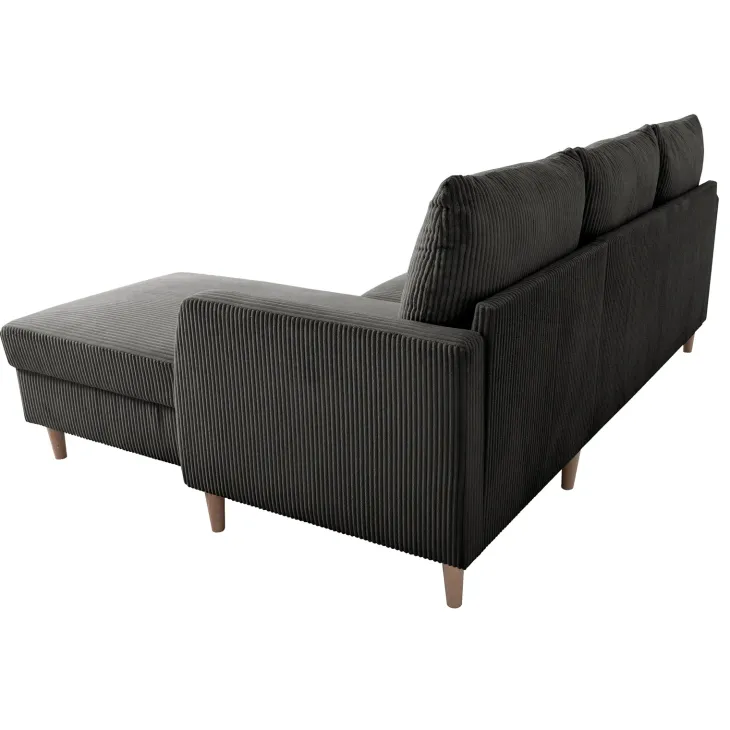Divano angolare reversibile 198x142cm tessuto a coste grigio Chicca