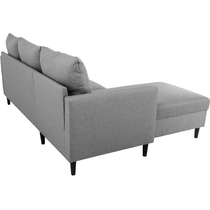 Divano angolare reversibile 198x142cm tessuto grigio Chicca