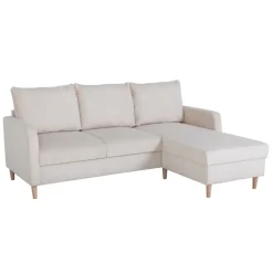 Divano angolare reversibile 198x142cm tessuto a coste bianco perla Chicca