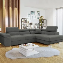 Divano letto angolare destra imbottito 274x203cm grigio Bormio