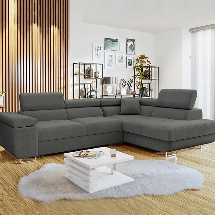 Divano letto angolare destra imbottito 274x203cm grigio Bormio