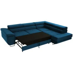 Divano letto angolare destra imbottito 274x203cm blu Bormio