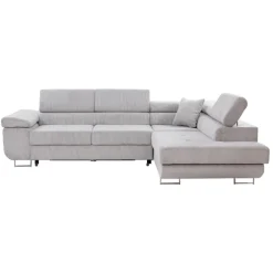 Divano letto angolare destra imbottito 274x203cm velluto a coste grigio Bormio