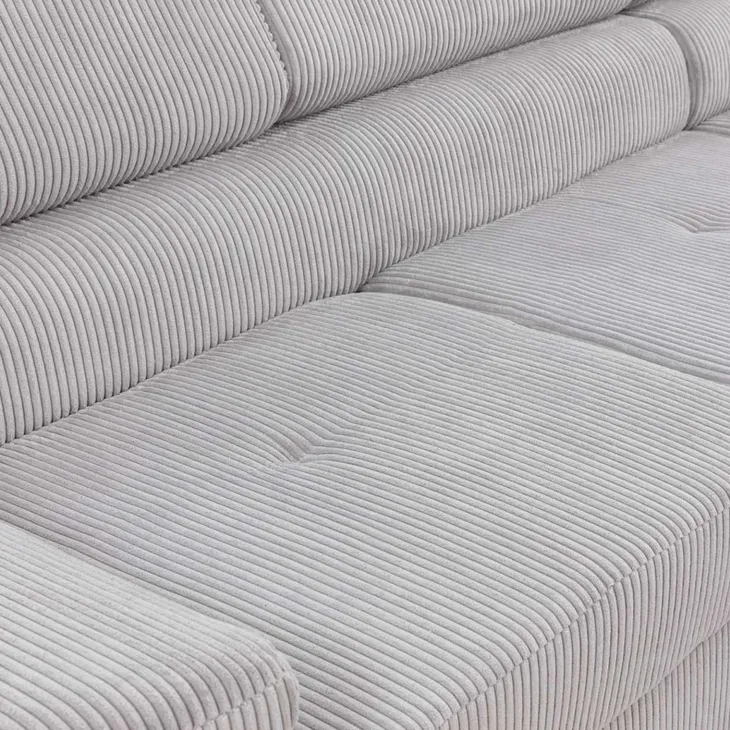 Divano letto angolare destra imbottito 274x203cm velluto a coste grigio Bormio