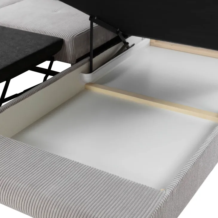 Divano letto angolare destra imbottito 274x203cm velluto a coste grigio Bormio