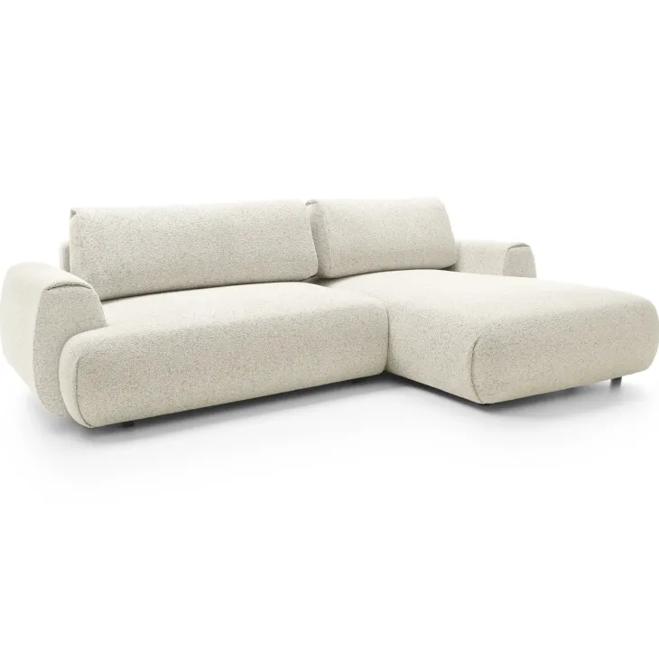 Divano letto angolare destra 3 posti 270x167cm tessuto bianco Cloudify