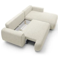 Divano letto angolare destra 3 posti 270x167cm tessuto bianco Cloudify