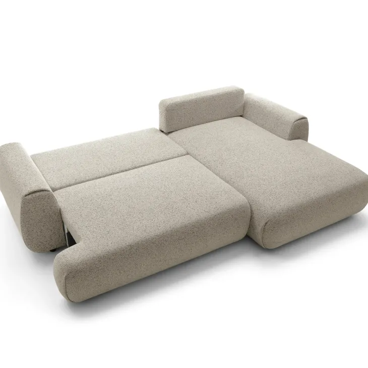 Divano letto angolare destra 3 posti 270x167cm tessuto beige Cloudify