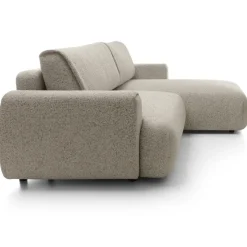 Divano letto angolare destra 3 posti 270x167cm tessuto beige Cloudify