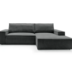 Divano letto angolare destra 3 posti 267x167cm velluto a coste antracite Relaxion