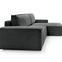 Divano letto angolare destra 3 posti 267x167cm velluto a coste antracite Relaxion
