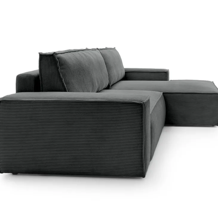 Divano letto angolare destra 3 posti 267x167cm velluto a coste antracite Relaxion