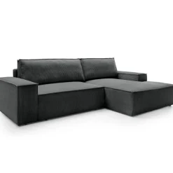 Divano letto angolare destra 3 posti 267x167cm velluto a coste antracite Relaxion