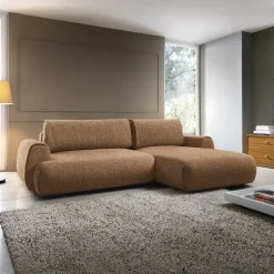 Divano letto angolare destra 3 posti 270x167cm tessuto arancio Cloudify