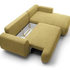 Divano letto angolare destra 3 posti 270x167cm tessuto giallo Cloudify
