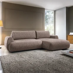 Divano letto angolare destra 3 posti 270x167cm tessuto rosa Cloudify