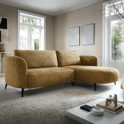 Divano letto angolare destra 3 posti 260x180cm tessuto bouclè beige scuro Repose