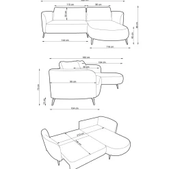 Divano letto angolare destra 3 posti 260x180cm tessuto bouclè beige scuro Repose