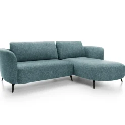 Divano letto angolare destra 3 posti 260x180cm tessuto bouclè azzurro Repose
