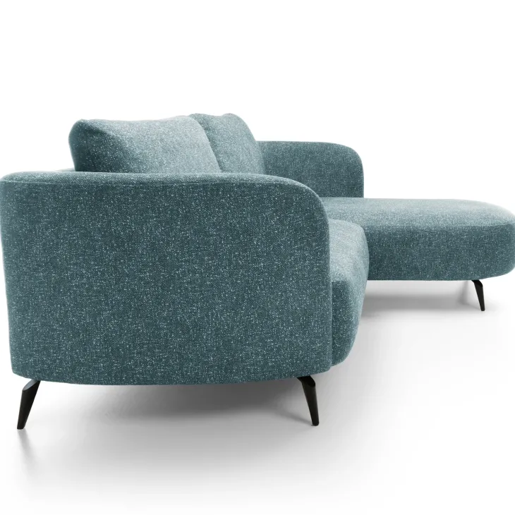 Divano letto angolare destra 3 posti 260x180cm tessuto bouclè azzurro Repose