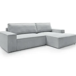 Divano letto angolare destra 3 posti 267x167cm velluto a coste grigio chiaro Relaxion