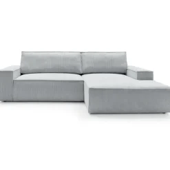 Divano letto angolare destra 3 posti 267x167cm velluto a coste grigio chiaro Relaxion