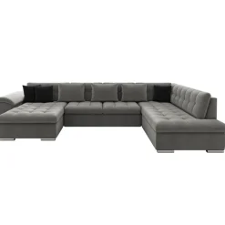 Divano letto angolare destra 5 posti 350x205cm grigio Agliana