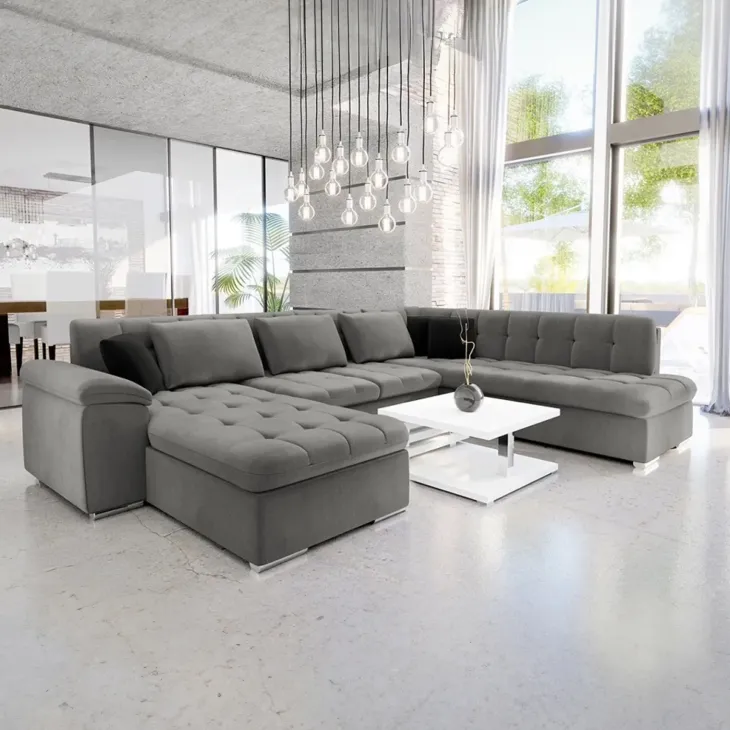 Divano letto angolare destra 5 posti 350x205cm grigio Agliana