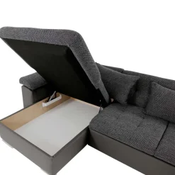 Divano letto angolare destra 5 posti 350x205cm grigio scuro Agliana