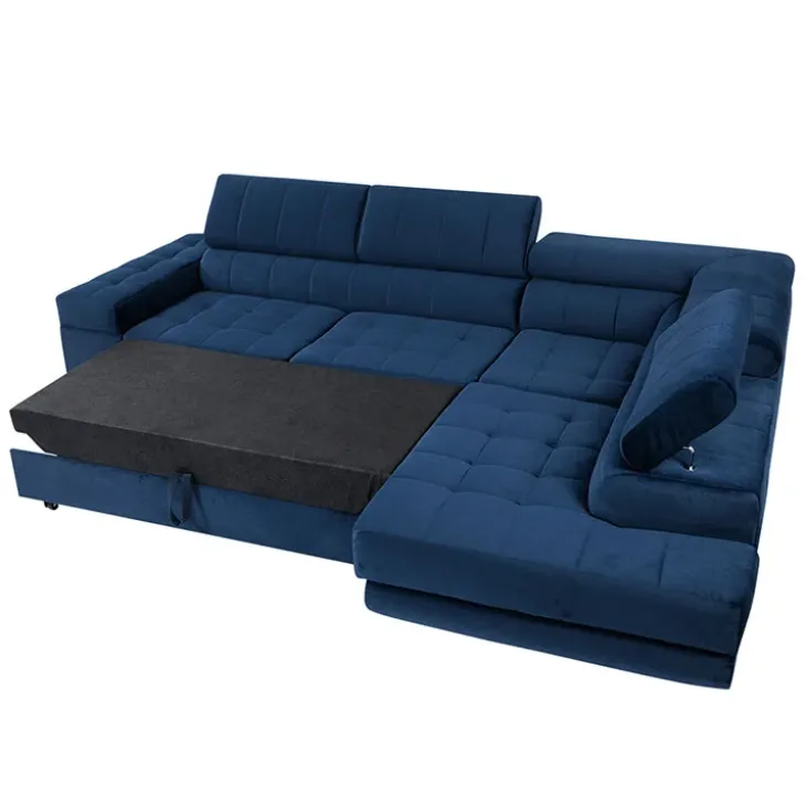 Divano letto angolare destra imbottito 271x203cm blu Canosio