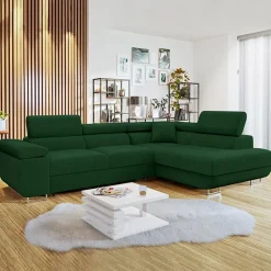 Divano letto angolare destra imbottito 274x203cm verde Bormio