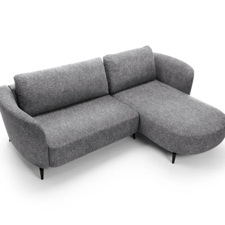 Divano letto angolare destra 3 posti 260x180cm tessuto bouclè grigio Repose