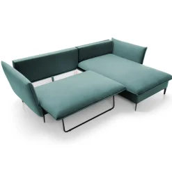 Divano letto angolare destro 3 posti 258x167cm tessuto petrolio Lushify