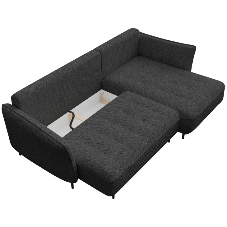 Divano letto angolare destro 3 posti 276x158cm tessuto grigio antracite Angle