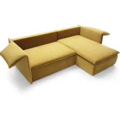 Divano letto angolare destro 3 posti 230x166cm tessuto giallo senape Easeful