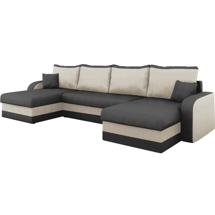 Divano letto angolare 5 posti 304cm contenitore grigio écru Assunta
