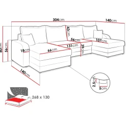 Divano letto angolare 5 posti 304cm con contenitore velluto a coste senape Assunta
