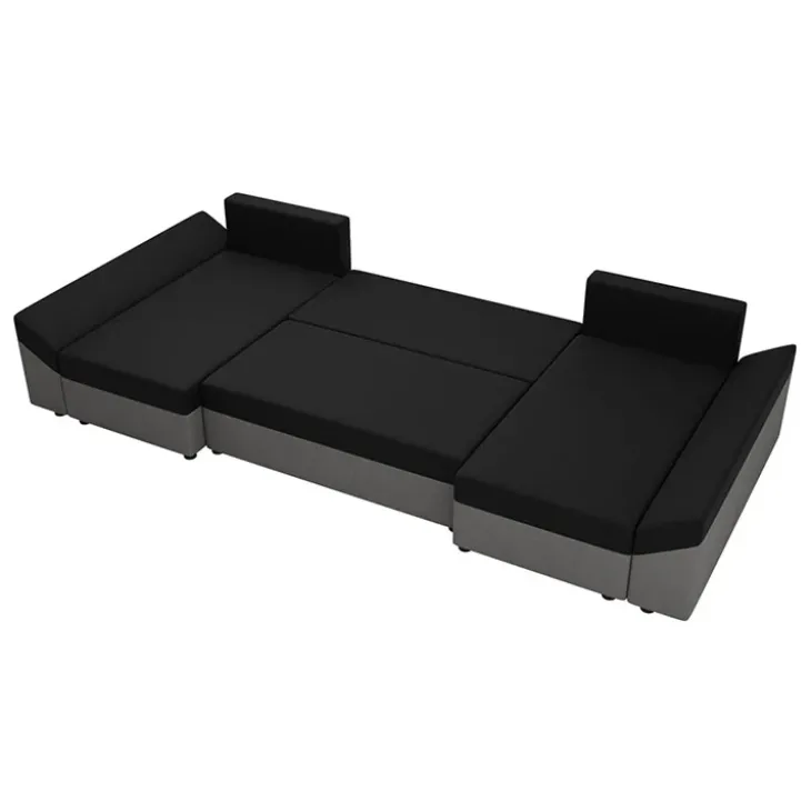 Divano letto angolare 5 posti 321cm grigio nero Appia