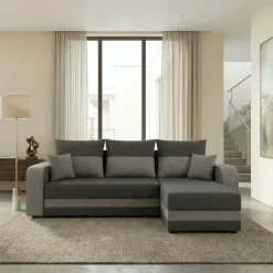 Divano letto angolare 3 posti 237x139cm reversibile grigio Ponza